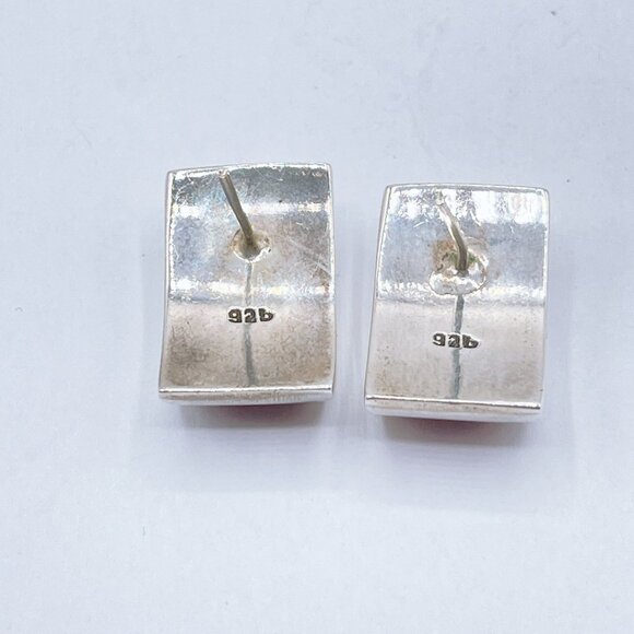 Sterling Silver Earrings With Red Enamel - Picture 5 of 7